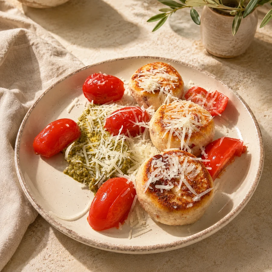 Syrniki With Mozzarella & Dried Tomatoes