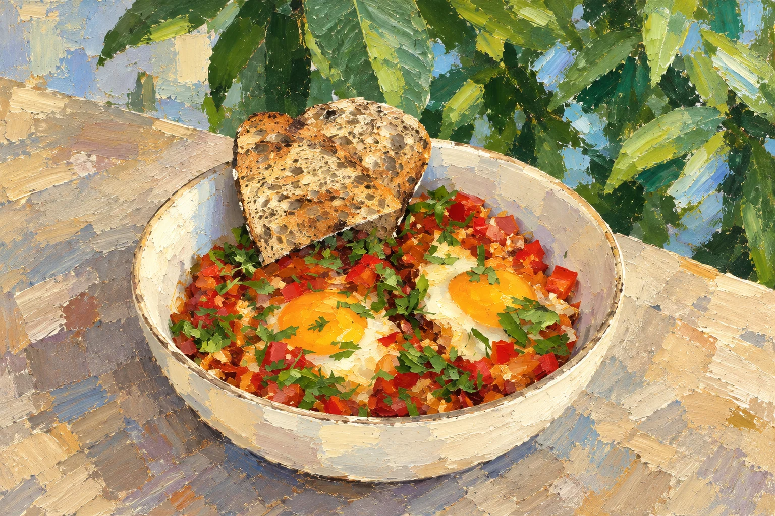 Syrniki served with their photographed accompaniments.